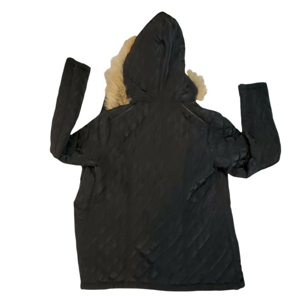 Jason Maxwell Black faux fur trim button down full zipper long sleeve coat Small - Picture 3 of 7